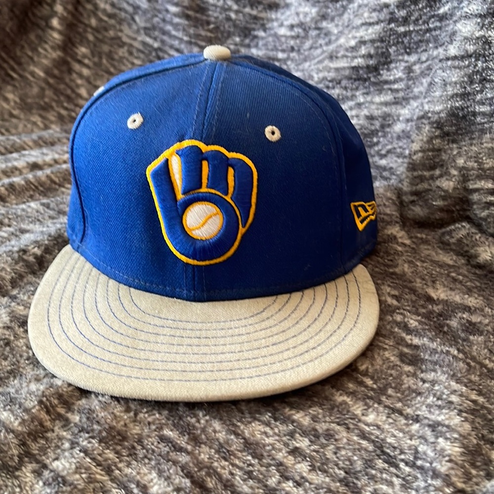 Blue and Grey Milwaukee Brewers fitted hat
